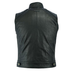 Johnny Reb Botany Vintage Leather Vest-Black JRV10020-mens leather biker motorcycle vests-Wicked Gear