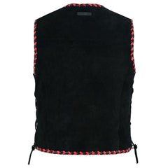 Johnny Reb "Springbrook" Suede Leather Vest Red/Black JRV10035