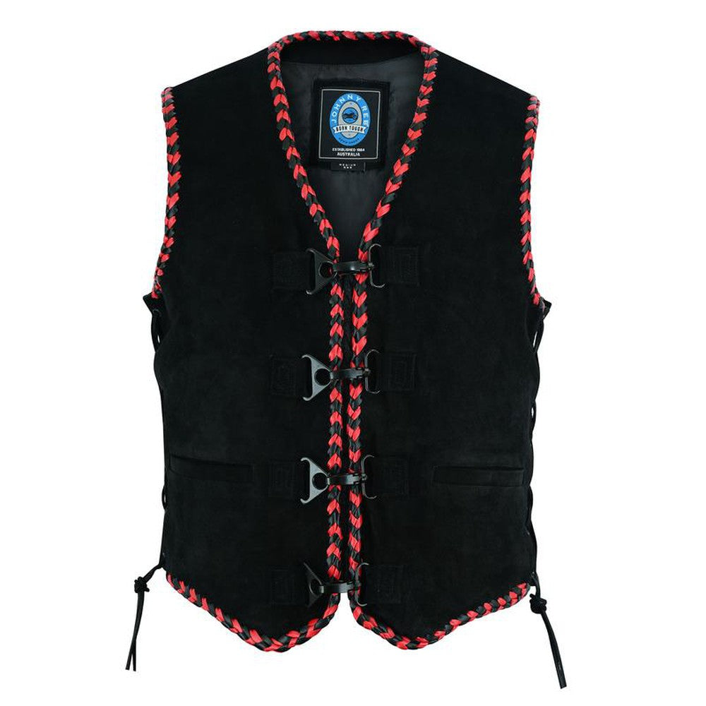 Johnny Reb "Springbrook" Suede Leather Vest Red/Black