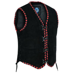 Johnny Reb "Springbrook" Suede Leather Vest Red/Black