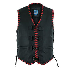 Johnny Reb "Springbrook" Leather Vest Red/Black JRV10036