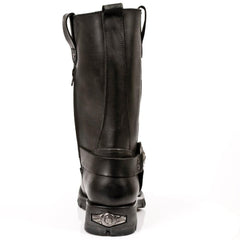 New Rock Tall Harness Boots Natural Leather Rubber Soles-M-7610-S1-Mens Boots-Wicked Gear