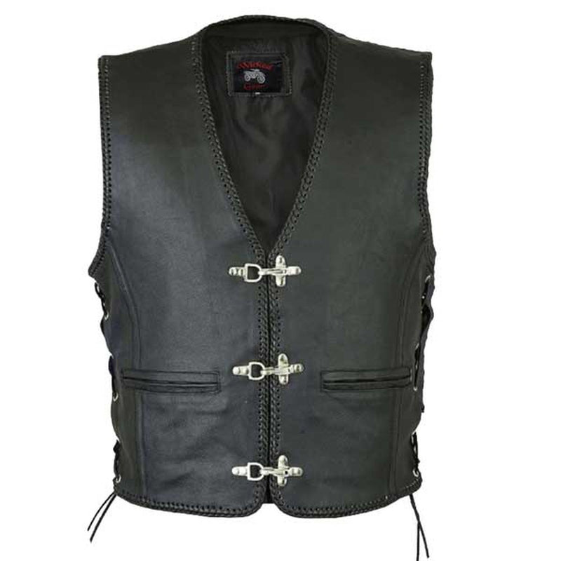 Magnum Premium Grade Leather Motorcycle Vest.-mens leather biker motorcycle vests-Wicked Gear